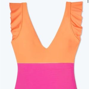 Summersalt The Ruffle Backflip, Size 12- Hibiscus and Tangerine